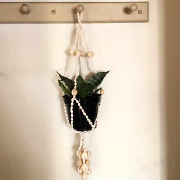 Vintage Boho Cowrie Shell Box, Trivet & Plant Hanger Bundle - Picture 3 of 11